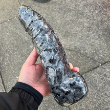 1pc Natural Black amphibole quartz Carved Penis Sculpture Skull Reiki Healing picture