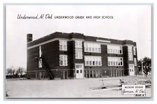 RPPC Grade and High School Building Underwood North Dakota ND UNP Postcard R20 picture