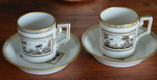 Vintage PAIR RICHARD GINORI DEMITASSE CUP & SAUCER ITALIAN LANDSCAPE (2) Sets picture
