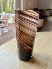 Vintage Hand-blown Art-glass Vase with A Pulled/Swirl Cane Pattern 7.5 Inches picture