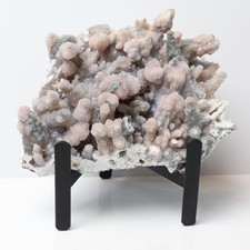 Brazilian Zeolite Druzy Specimen – Pink, Green Inclusions, Display Stand (6