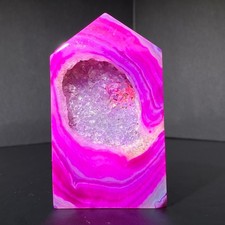 106g Natural pink colour stripe agate ObeliskQuartz Crystal Tower Healing picture