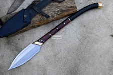 Custom Handmade Carbon Steel Blade Leaf Spear Sword - Hunting Spear Camping picture