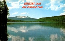 Vintage Postcard View of Diamond Peak from Crescent Lake Oregon OR Cascades W754 picture