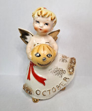 Vintage 1957 Lefton October Angel with Jack O'Lantern with Rhinestone Eyes picture