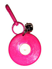 Vintage 1980s Plastic Charm Hot Pink Record Album Charms Necklace Clip On Retro picture