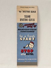 Vintage Matchbook Cover - STATE COLLEGE HOTEL State College Pennsylvania PA picture