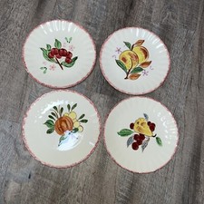 4 Blue  Ridge Southern Pottery fruit plates  Hand painted 8.5 Inches , Mint picture
