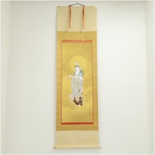 Sawai Takamin Kannon Hanging Scroll Silk Art Antique Wall Decor Good Condition picture