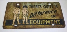 Vintage 1950S-60S Theres  Quite A Difference In Equipment Vanity License Plate picture