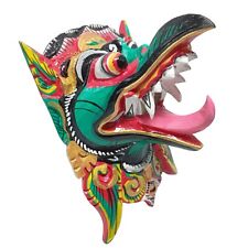 Green Garuda Wood Mask Hand Carving Indonesian Balinese Wall Art Decor Hanging picture