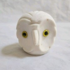 VTG White Carved Snow Owl Figurine Paperweight 2.5” Sandstone? Italy AS IS picture