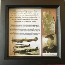 RARE WWII Battle Of Britain RAF Spitfire Framed Crash Relic Polish Pilot 1940 picture