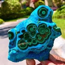 304G Natural Chrysocolla/Malachite transparent cluster rough mineral Crystal picture