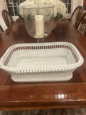 Vtg Rectangular White-painted Whicker basket picture
