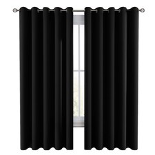 Pair of Blackout Curtains Eyelet Ring Top Ready Made Thick Thermal Curtain Set picture
