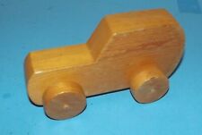 Wood Handcrafted Auto Car Tan Wooden Figure Wheels Move Signed Breanna's Bug 7