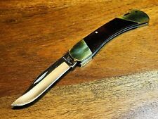 Vintage Klein Tools 44036 Lockback Pocket Knife Brass & Wood Single Blade Japan picture