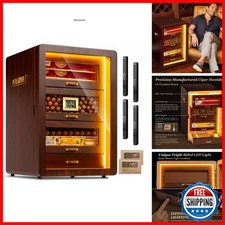 Marvero 200-Count Ebony Cigar Humidor Cabinet Digital Hygrometer, LED picture