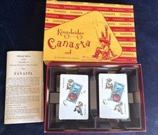 1951 Kingsbridge Canasta Set, Box, Instructions 2 Full Sealed Decks + Tax Stamps picture