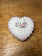 Fenton White Satin Milk Glass Heart Covered Trinket Dish picture