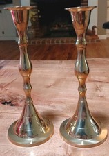Vintage Pair of Brass Candle Sticks; India; 7