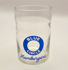 Vintage Blue Circle Hamburgers Restaurant Advertising Glass Tumbler Clear/Blue picture
