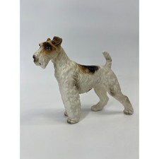 Vintage Lefton Porcelain Wire Haired Fox Terrier Dog Figurine Hand Painted Japan picture