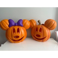 Disney Mickey Minnie Mouse Light Up Halloween Pumpkin Jack-O-Lantern Blow Mold 2 picture