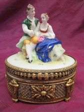 Antique E. & A. Müller of Thuringia Germany porcelain brass mounted dresser jar picture