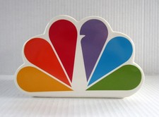 Vintage 1980's NBC Peacock Logo Ceramic Advertising Promo Coin Bank with Stopper picture