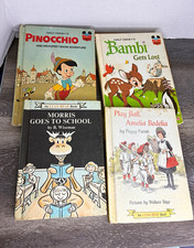 VTG 1970s Childrens Book Lot/4 Amelia Bedelia Walt Disney Pinocchio Bambi picture