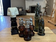6 Vintage Avon Perfume Bottles 3 Chess Pieces, 2 Pony Post And Ram Head picture