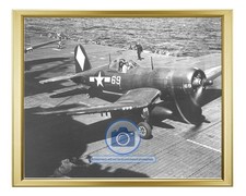 VOUGHT F4U-1D CORSAIR UNITED STATES NAVY USS FRANKLIN 194 8X10 GOLD FRAMED PHOTO picture