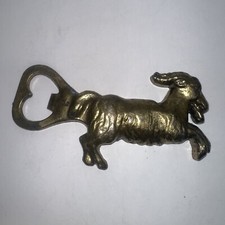 Vintage French Brass Plated Capricorn Billy Goat Ram Figural Bottle Opener 4½