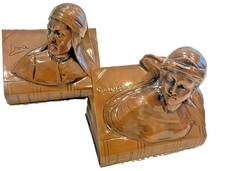 Dante Alighieri & Beatrice Portinari Bronzed Bookends Jennings Brothers Vintage picture