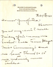 McClintock's School Boston MA 1913 Letterhead picture
