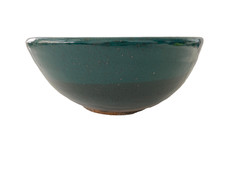 Handmade Pottery Bowl Studio Art  Dark Green Complex Colors signed by artist picture