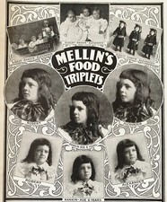 1899 MELLIN'S FOOD TRIPLETS Vtg Print Ad~Richmond KY Mason Boys Baby-Kids Photos picture
