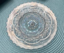 Dugan Carnival Glass  White Iridescent Scalloped 7 inch Family Owned picture