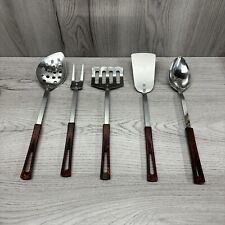 Vintage Stanhome Stainless Steel 5 Kitchen Utensils Bakelite Set Spoon Spatula picture