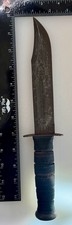 Vintage KA-BAR Olean NY USMC Fighting Knife WWII Style Thick Pommel Leather picture