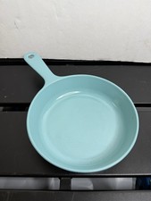 Vintage PW Prizer Ware 6” Cast Iron Enameled Pot Skillet Teal Blue EUC picture