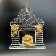 Gorham Germany Crystal Glass Fireplace Gold Stockings Hearth Christmas Ornament picture