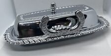 Vintage Irvinware Silver Color Butter Dish With Knife Holder Glass Insert picture