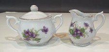 Vintage Norcrest Sweet Violet Fine China Creamer and Lidded Sugar Bowl NW-3/735 picture