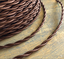 Brown Twisted Rayon Covered Wire, Vintage Style, Cloth Lamp Cord, Antique Lights picture