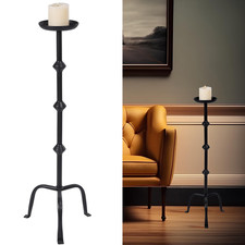 Mumufy 1 Pcs 32 Inch Metal Candlestick Floor Pillar Candleholder Elegant Tall picture