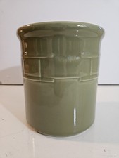 Longaberger Pottery Sage Green 2Qt Woven Traditional Utensil Crock Holder #2 picture