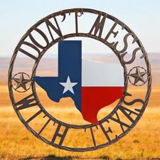Don't Mess with Texas 18 Inch Metal Wall Sign, Red White Blue picture